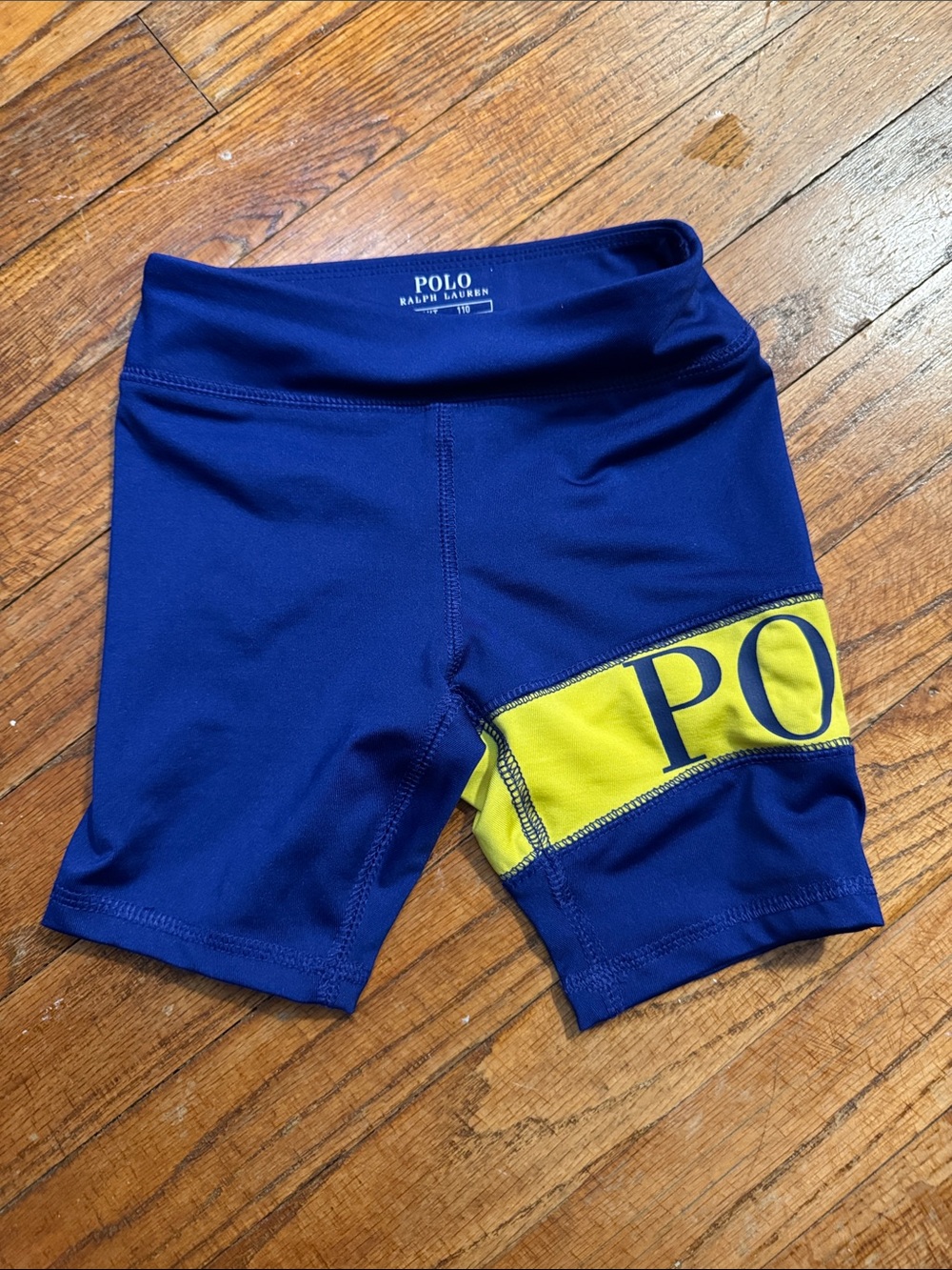 Polo by Ralph Lauren Navy with Yellow Logo Band Athletic Shorts